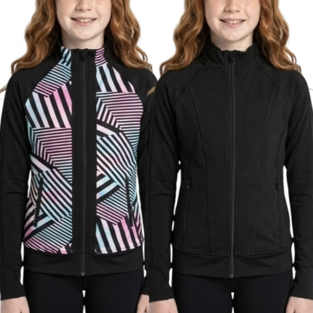 Discontinued Ivivva Lululemon Reversible Scuba Jacket Black  Geometric Size 14
